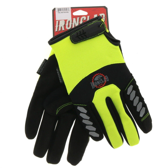 Ironclad #YRL-HSY-06  Red Line Gloves Reflective Work Gloves Hi-Vis Medium