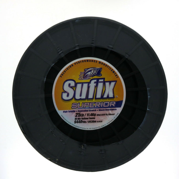 Sufix #650-125 Superior Monofilament 2KG Fishing Line 25lb 9440yds Yellow