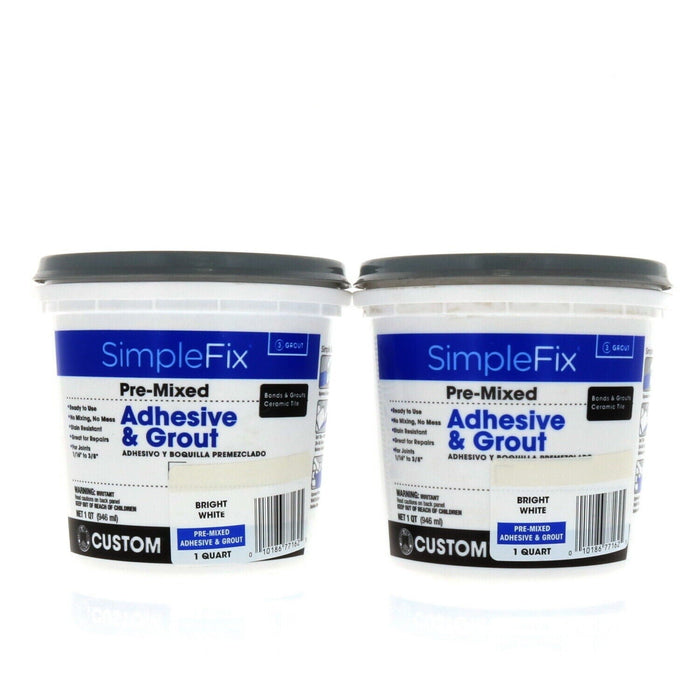 SimpleFix #TAGWQT  Adhesive & Grout Tile Ready to Use ~ 2 Tubs of Pre-mix