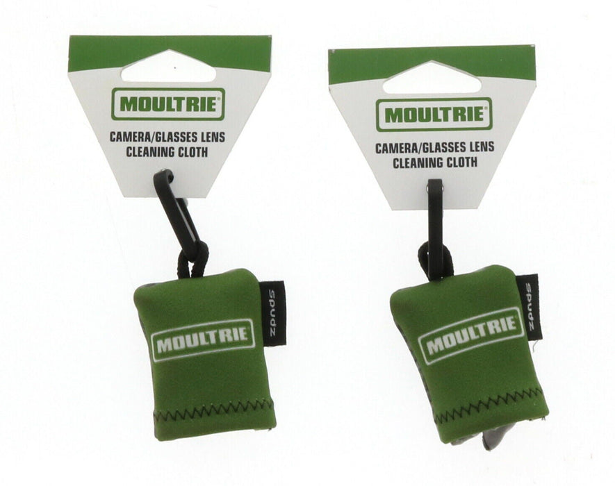 Moultrie #13291 Portable Camera Glasses Lens Cleaning Cloth Clip ~ 2-PACK