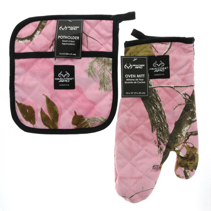 Dii RealTree APC 2pc Pink Camo Oven Mitt & Pot Holder Set