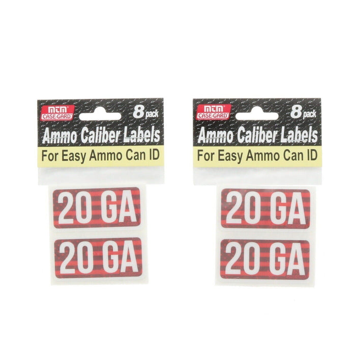 MTM #CL20GA Heavy Duty 20 GA Ammo Ammunition Caliber Can Label Sticker Decal ~ 2-Pack ~ 16 Labels Total