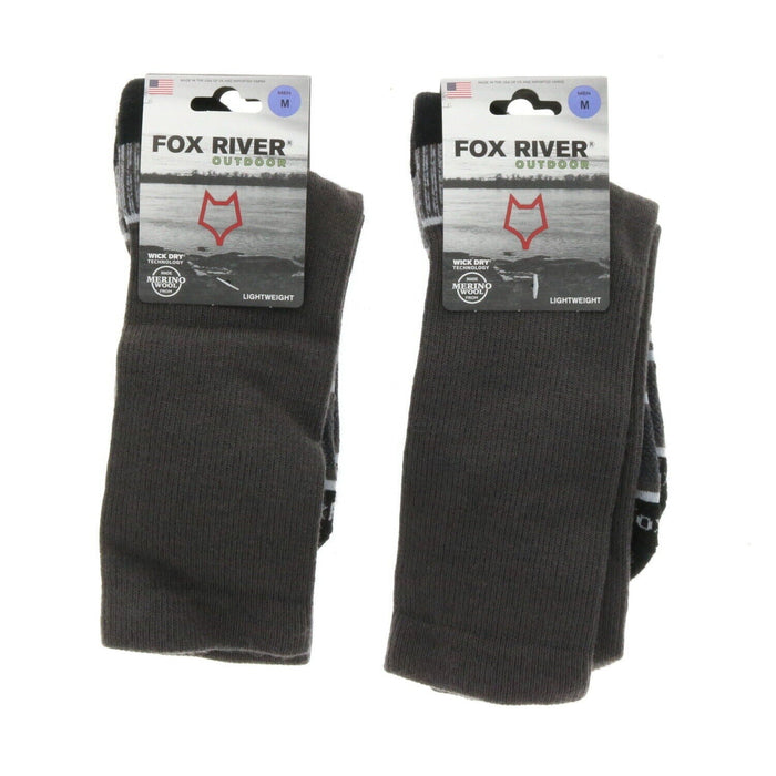 Fox River #2463 MD 07930 Charcoal Crew Socks Men's Medium ~ 2-Pack