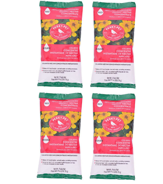 Perky Pet #55002 Hummingbird Instant Red Nectar Food Concentrate ~ 4-Pack ~ 32 oz. Total