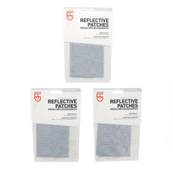 Gear Aid #10897 Tenacious Tape No-Sew Peel and Stick Reflective Patches ~ 3-Pack ~ 12 Sheets Total