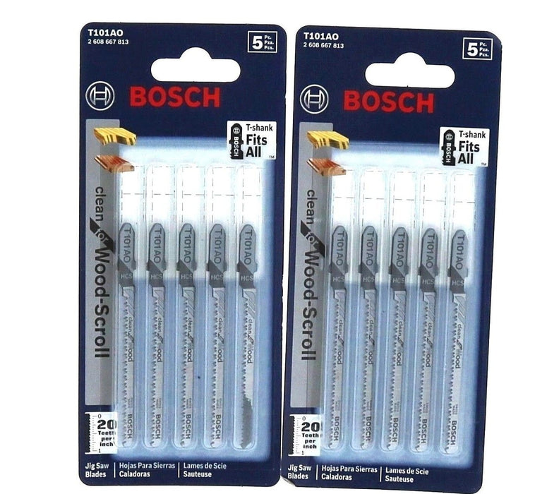 Bosch #T101AO 3-1/4" 20 TPI T-Shank Jig Saw Blades ~ 2-Pack ~ 10 Blades TOTAL