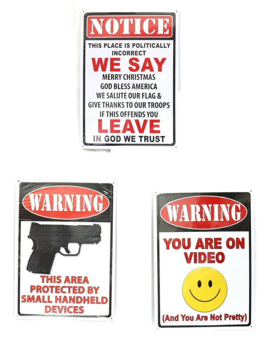 Rivers Edge Products 12" x 17" Wall Mounting Funny Tin Signs ~ 3-Pack