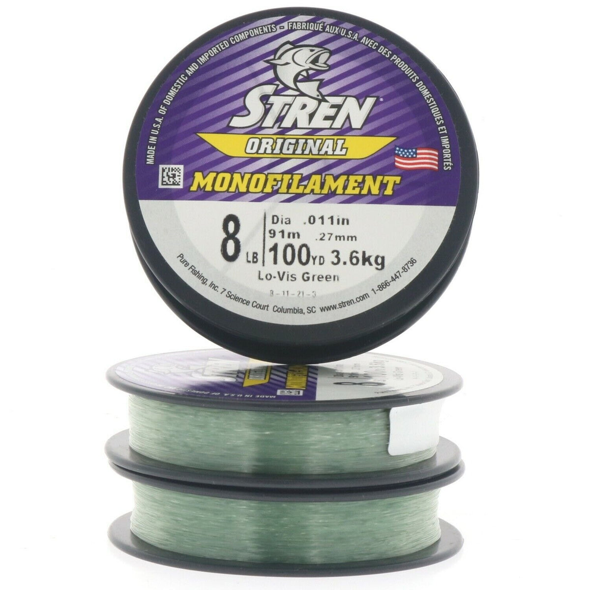 Stren #SOPS8-22 Monofilament Fishing Line 8lb Test 100 Yards Green ~ 3 —  houseandfarmsupply