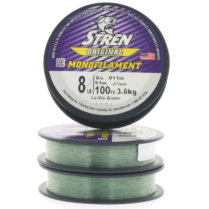 Stren #SOPS8-22 Monofilament Fishing Line 8lb Test 100 Yards Green ~ 3-Pack