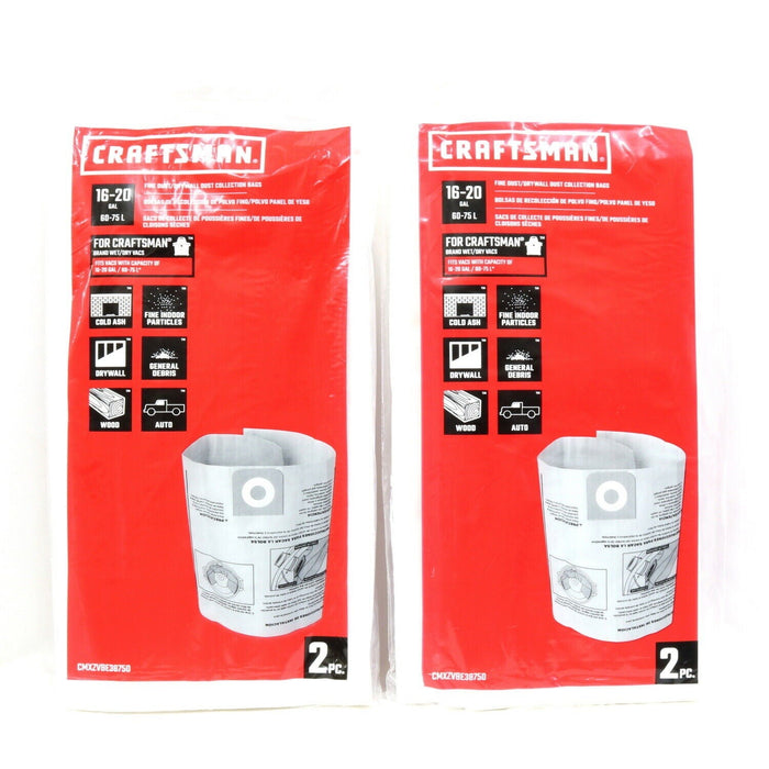 Craftsman #CMXZVBE38750 16-20 Gallon Shop Vac Dry Bag 2 Bags ~ 2-Pack