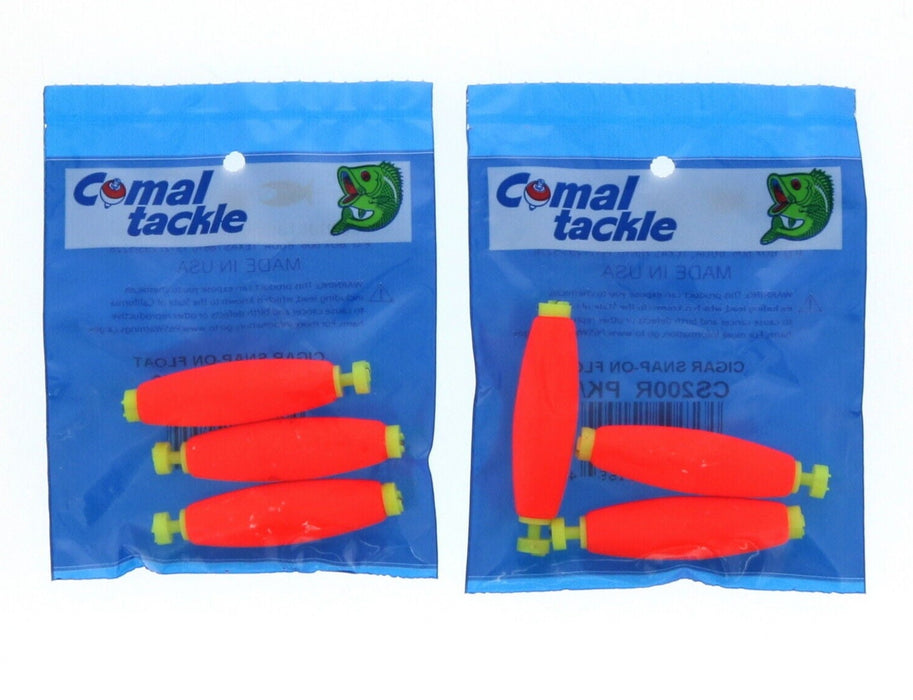 Comal Tackle #CS200R Cigar Snap On Float Fishing ~ 2 Pack ~ 6 Floats Total