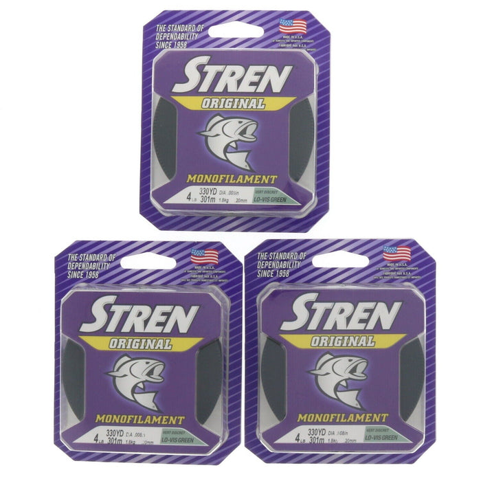 Stren #SOFS4-22 Monofilament Fishing Line 4lb 330yds Green ~ 3-Pack