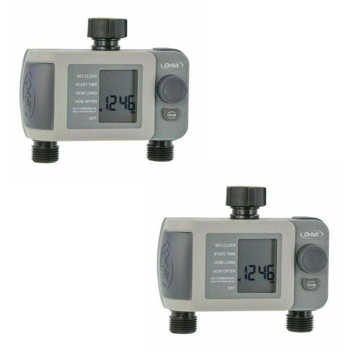 Orbit #24621-20rA 2-Outlet Automatic Digital Water Timer Lawn Garden ~ 2-Pack