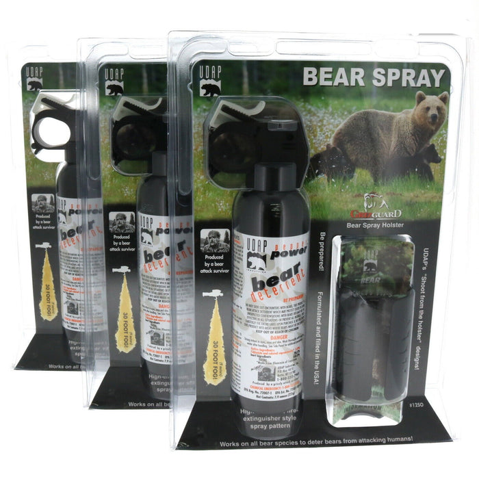 UDAP #12SO Pepper Power Bear Spray Repellent w/ Holster ~ 3-Pack