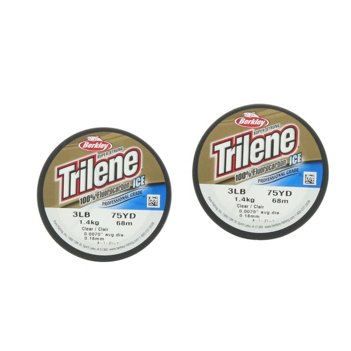 Berkley #TFIPS3-15    Trilene 100% Fluorocarbon Ice 3lbs. 75yd. Fishing Line Clear ~ 2-Pack