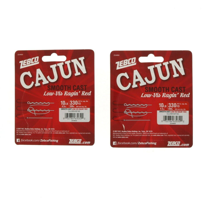 Zebco     Cajun Low VIS Filler Fishing Line 330yd 10lb Ragin Red ~ NEW ~ 2Pack