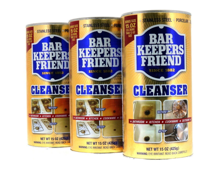 Bar Keepers Friend Powder Cleanser Cleaner Polish Kitchen Bath 15oz ~ 3-Pack