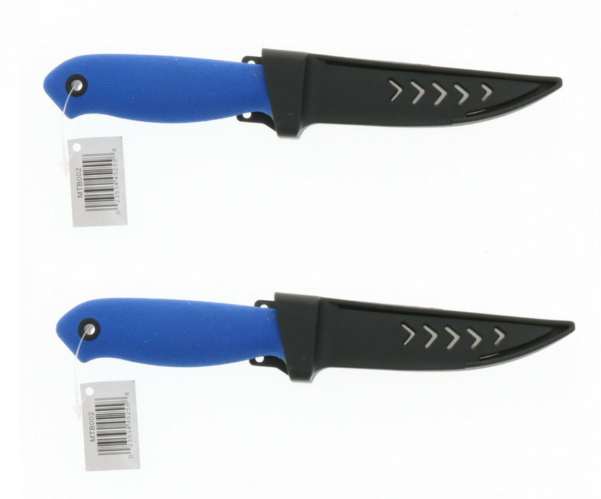 Mustad #MTB002 4" Drop Point Fishing Bait Knife Blade w/ Sheath ~ 2-Pack