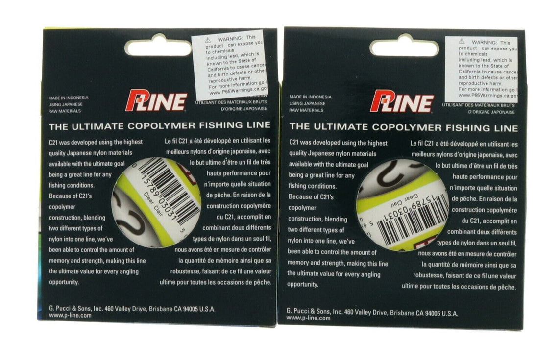 P-Line #C21F-30 C21 Copolymer Fishing Line 30lb 300yds Clear ~ 2-Pack