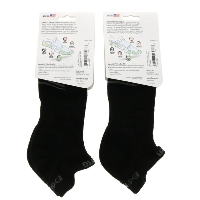 Thorlos #XPTU14 Experia No Show Ankle Athletic Socks Black XL ~ 2-Pack