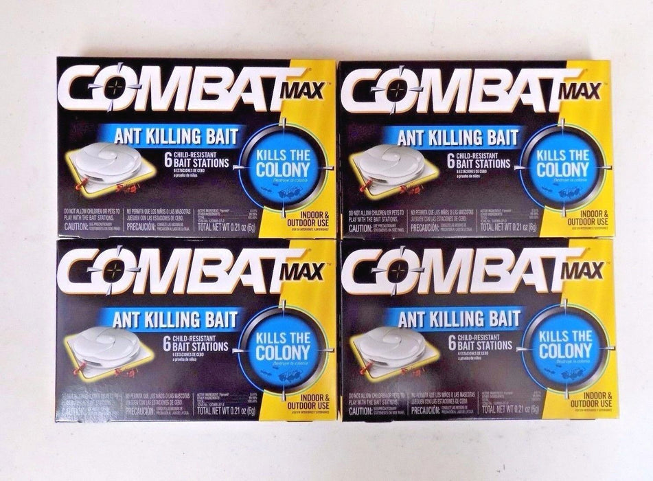 Combat #023400559015 Ant Bait Trapping Stations Insecticide ~ 4-Pack ~ 24 Traps Total