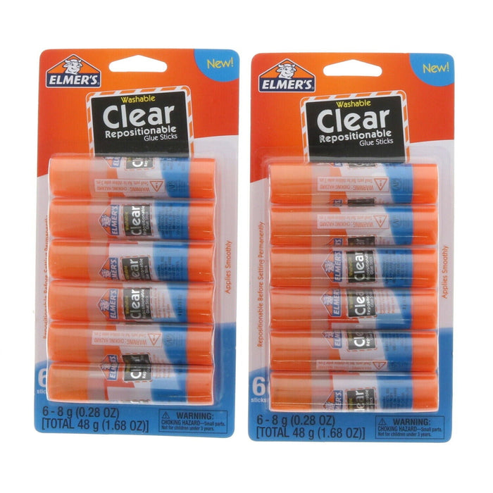 Elmer's #406130000CN Washable Clear Glue Sticks ~ 2-Pack ~ 12 Glue Sticks Total