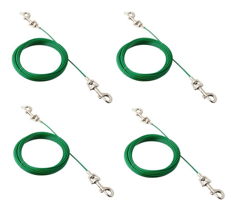 Boss Pet #Q2220-000-99 Green Silver Vinyl Coated Cable Dog Tie Out Small 10lb ~ 4-Pack