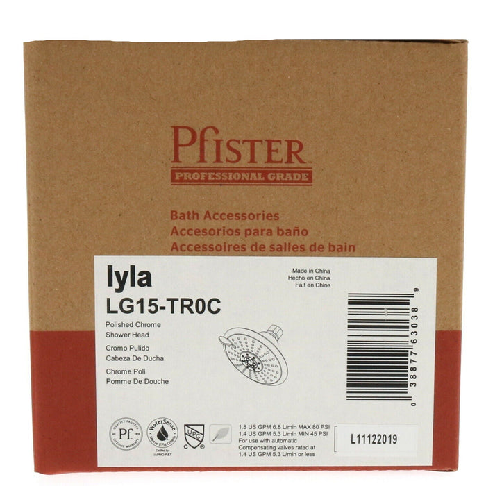 Pfister # LG15-TR0C Lyla Polished Chrome Shower Head ~ 4 Spray Patterns