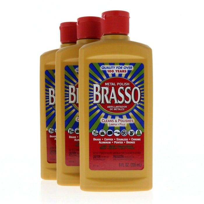 Brasso #2660089334 Multi-Purpose Metal Polish 8oz ~ 3-Pack