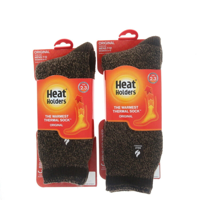 Heat Holders #MHHTWSEM Men's Crew Socks Earth Brown Size 7-12 ~ 2 Pack