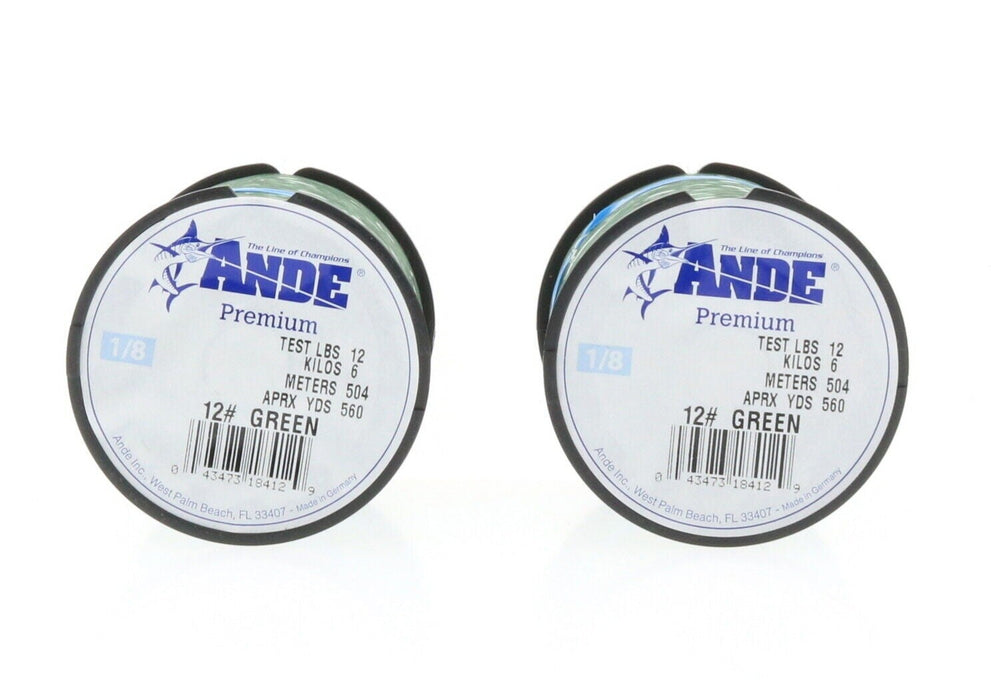 Ande Premium Monofilament Fishing Line 12lbs 560yds Green ~ 2 PK