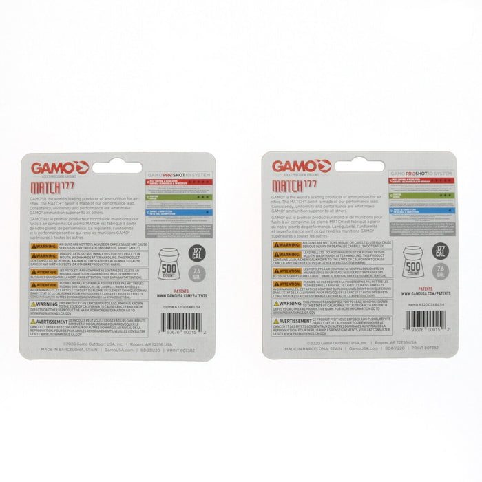 Gamo # 6320034BL54   Match .177 Flat Nose Pellets Cal 7.6gr ~ 2-Pack