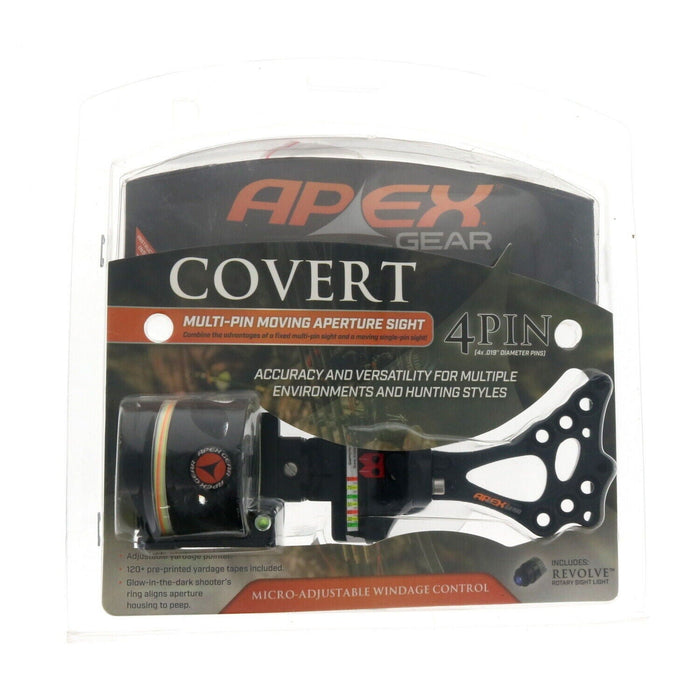 Apex Gear #AG2314B Covert Bow Sight 4 Pin .019 Right/Left Hand Black