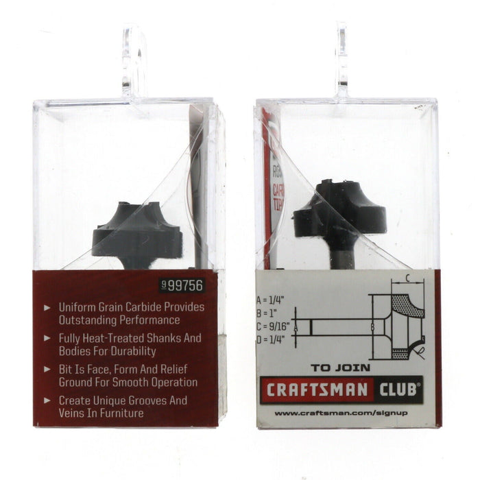 Craftsman # 9-99756 Ovolo Carbide Tipped Router Bit 1/4" ~ 2-Pack