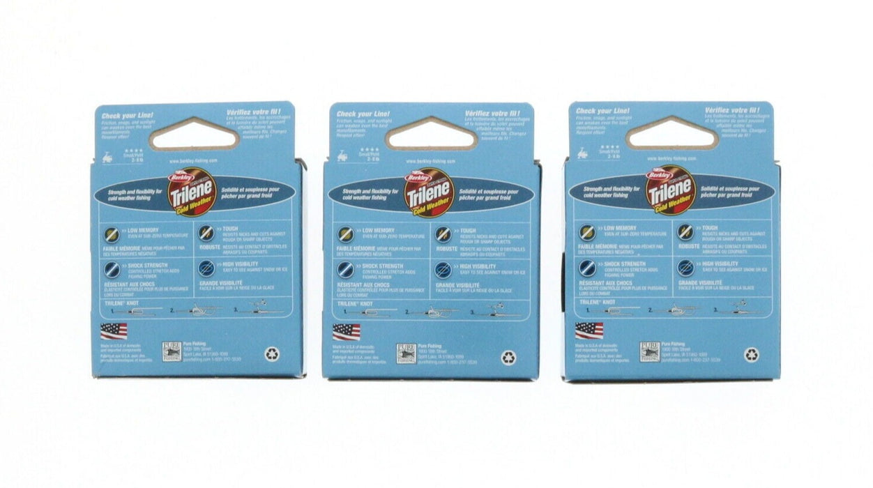 Berkley  #CWPS3-EB Trilene Cold Weather Fishing Line 3 lbs 110 yds Electric Blue ~ 3-Pack