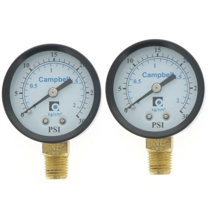 Campbell #PG3T-NL Pressure Gauge 30PSI  ~ 2-Pack