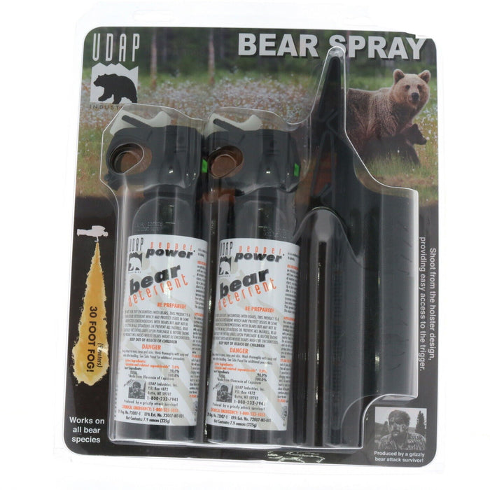 UDAP #12DCH Pepper Power Bear Spray Repellent 2-Pack + Holster