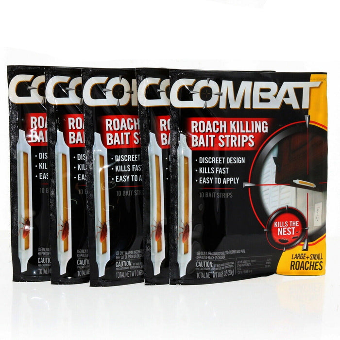 Combat #YV10656103 Large & Small Roach Killing Bait Strips ~ 5-Packs ~ 50 Strips Total