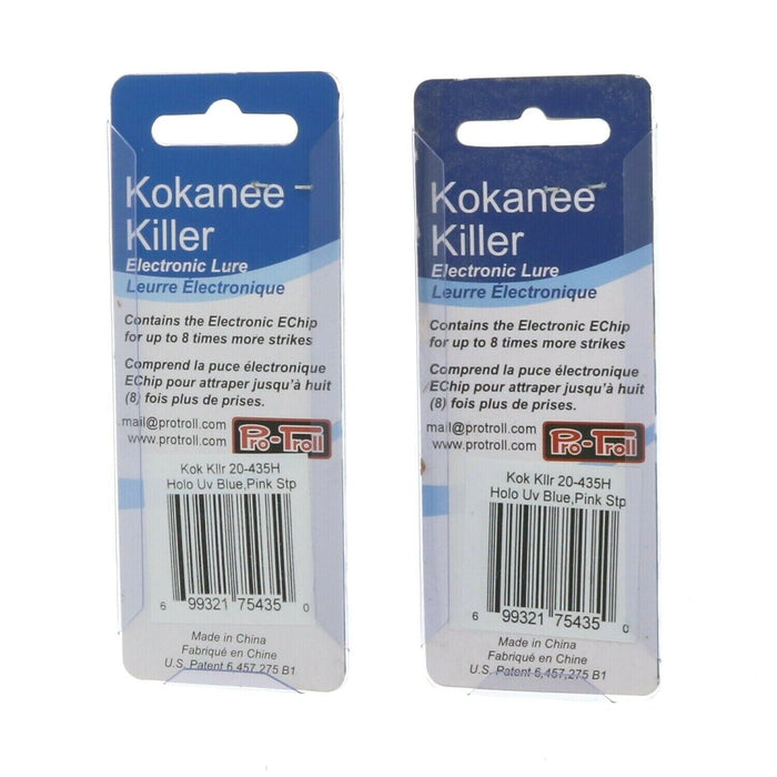 Pro-Troll #KK20-435H Kokanee Killer Electronic Lure Size 2.0 Holo UV Blue Pink Stripe ~ 2-Pack