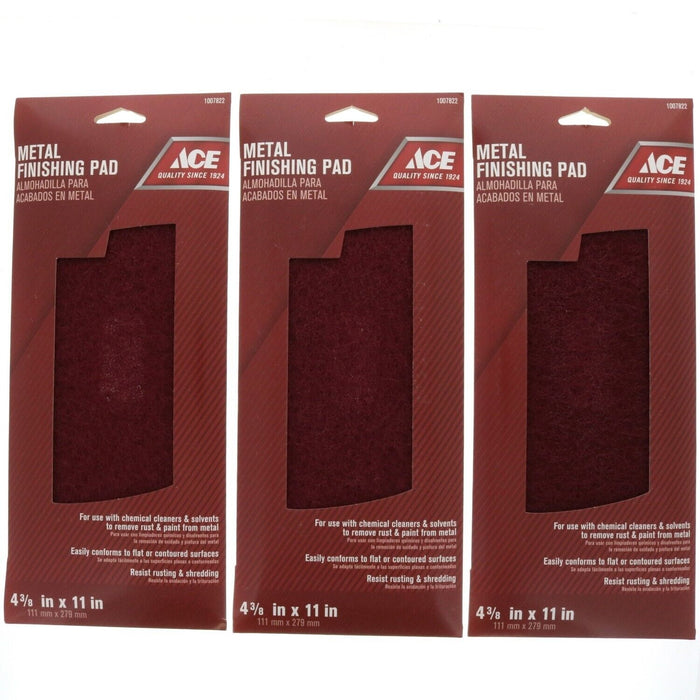 Ace Hardware #1007822 Metal Finishing Pads Abrasive 4-3/8" x 11" ~ 3-Pack