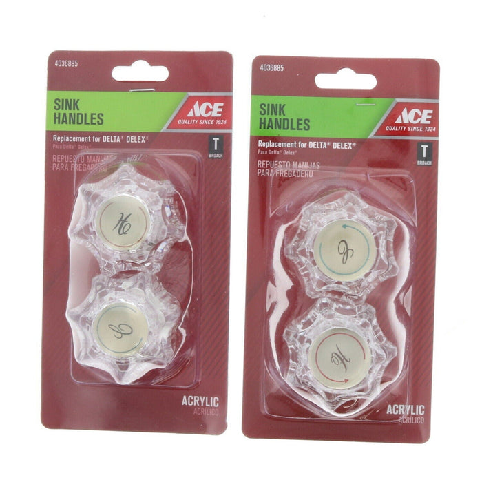 Delta #4036885 Acrylic Shower Sink Faucet Replacement Knobs ~ 2-Pack ~ 4 Knobs Total