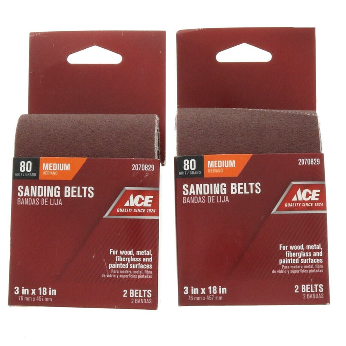 Sanding Belts 80 Grit Medium 3" x 18" 2pk ~ 2-Pack