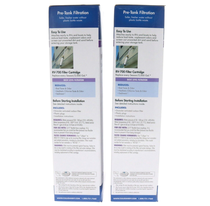 Culligan #RV-700 RV Marine Pre-Tank Filtration System Drinking Water Filtration ~ 2-Pack