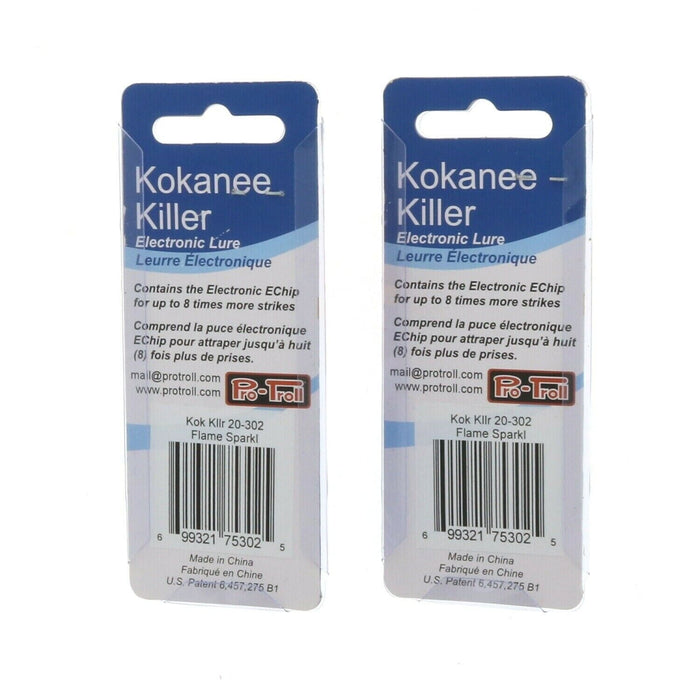 Pro-Troll #K20-302 Kokanee Killer Flame Sparkle Size 2.0 E-Chip Lure ~ 2-Pack