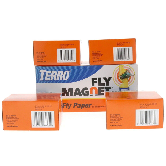 TERRO #T518 Fly Magnet Flying Insect Tape ~ 4-Pack ~ 32 Rolls Total