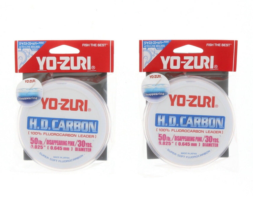 Yo-Zuri #R893-DP H.D. Carbon 100% Fluorocarbon Leader Line 30yd 50lbs Disappearing Pink ~ 2-Pack
