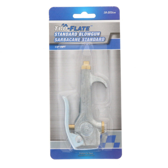 Tru-Flate #18-203CAN Standard Blow Gun Air Hose Thumb Lever Spray Nozzle 1/4"