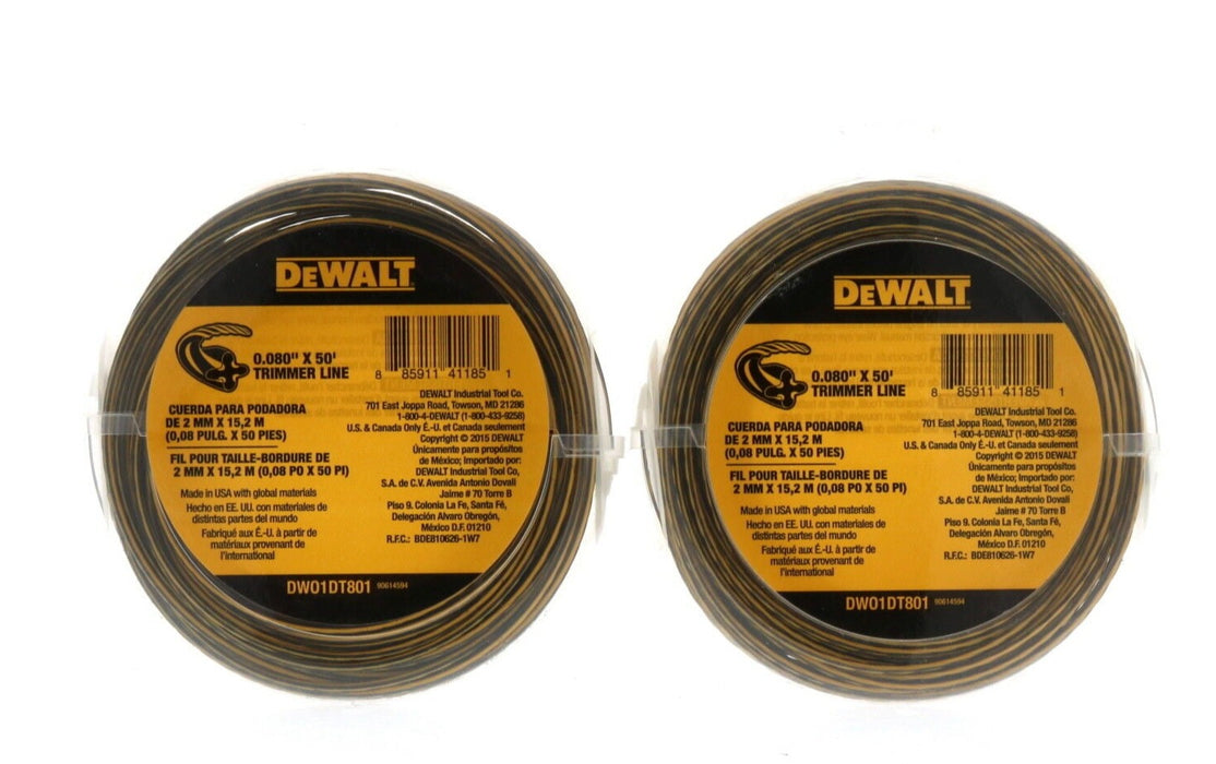 Dewalt #DWO1DT801 String Trimmer Lawn Edger Replacement Line ~ 2-Pack