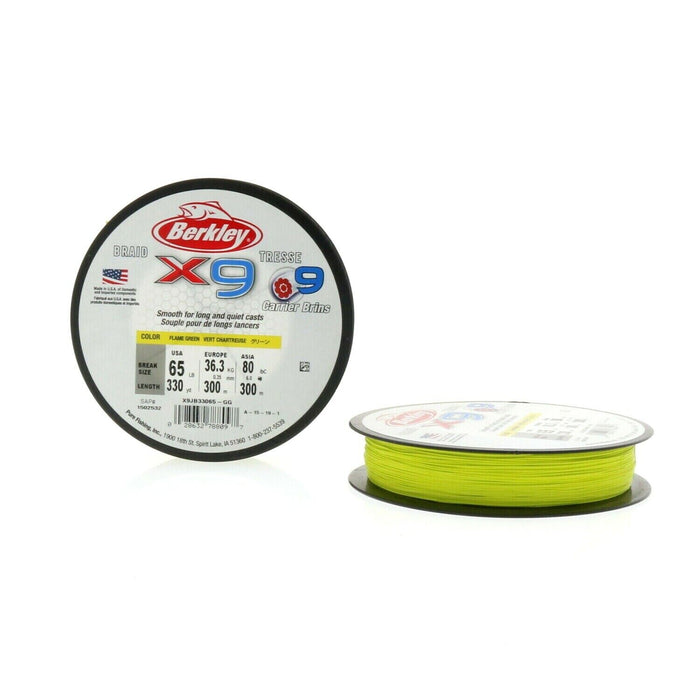 Berkley #X9JB33065-GG    X9 Braided Fishing Line 65 Lbs 330 Yards Yellow ~ 2-Spools