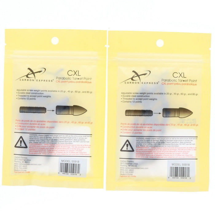 Carbon Express #55918 CXL Parabolic Target Points 70 Grain ~ 2-Pack ~ 24 Points Total